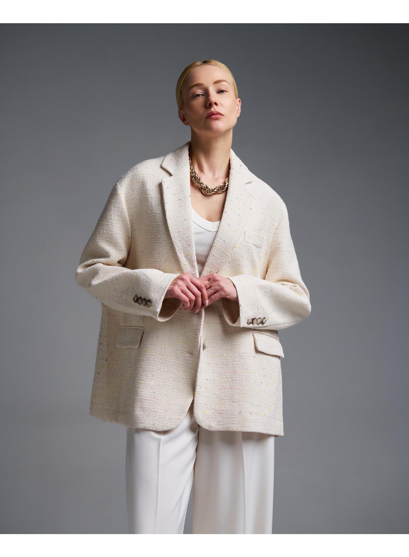 Εκρού tweed oversized Σακάκι Vicolo - 1