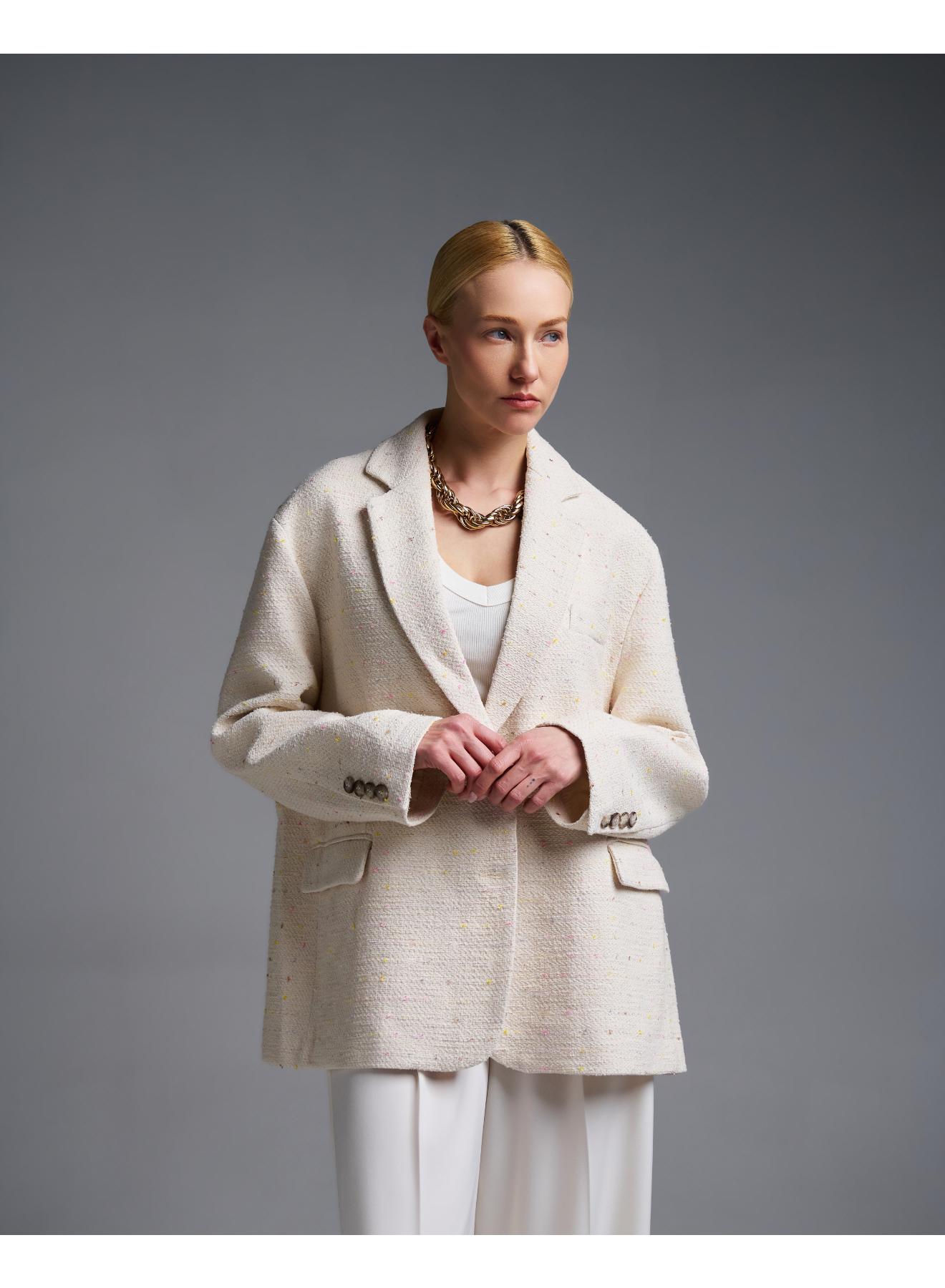 Εκρού tweed oversized Σακάκι Vicolo - 4