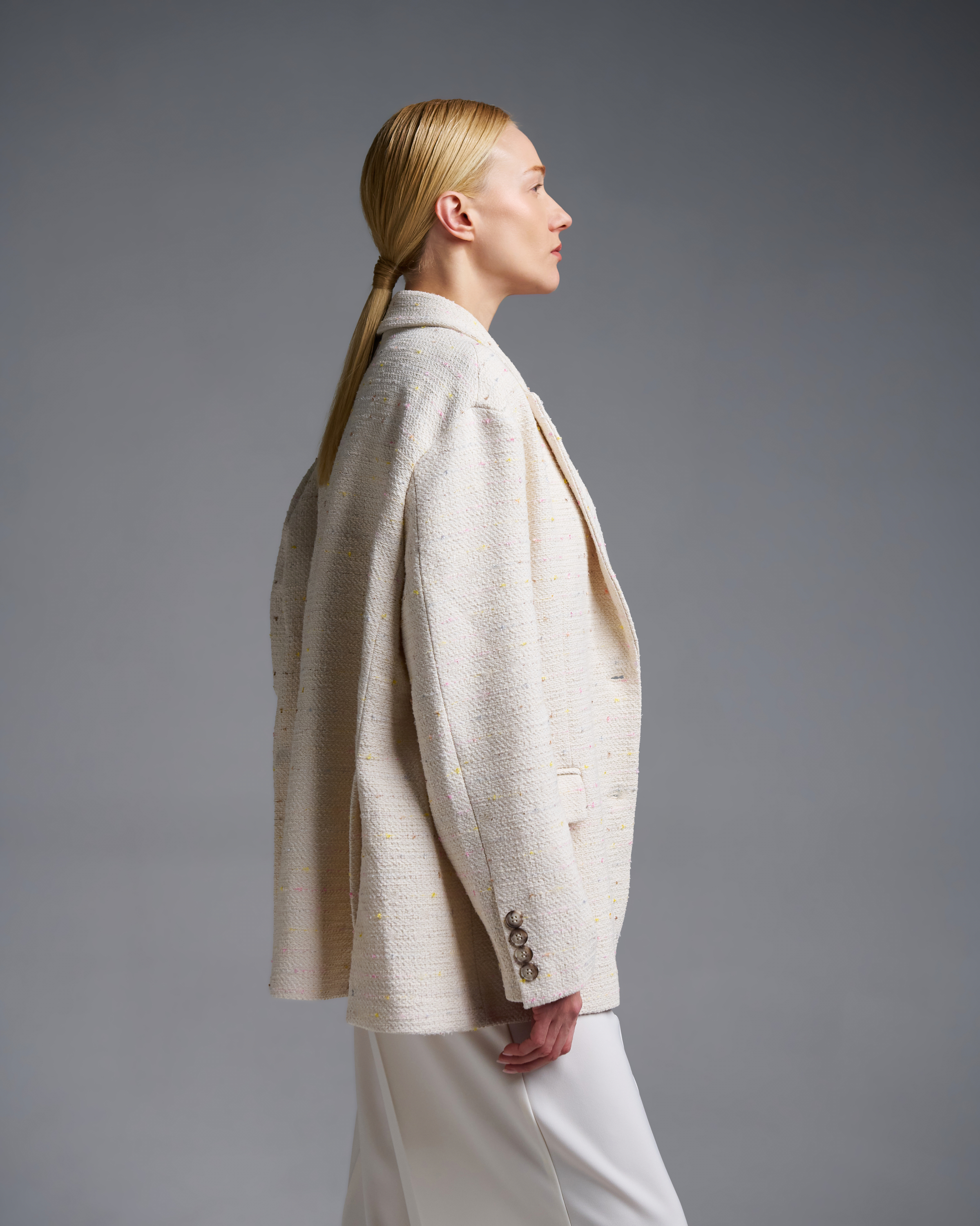 Εκρού tweed oversized Σακάκι Vicolo - 4