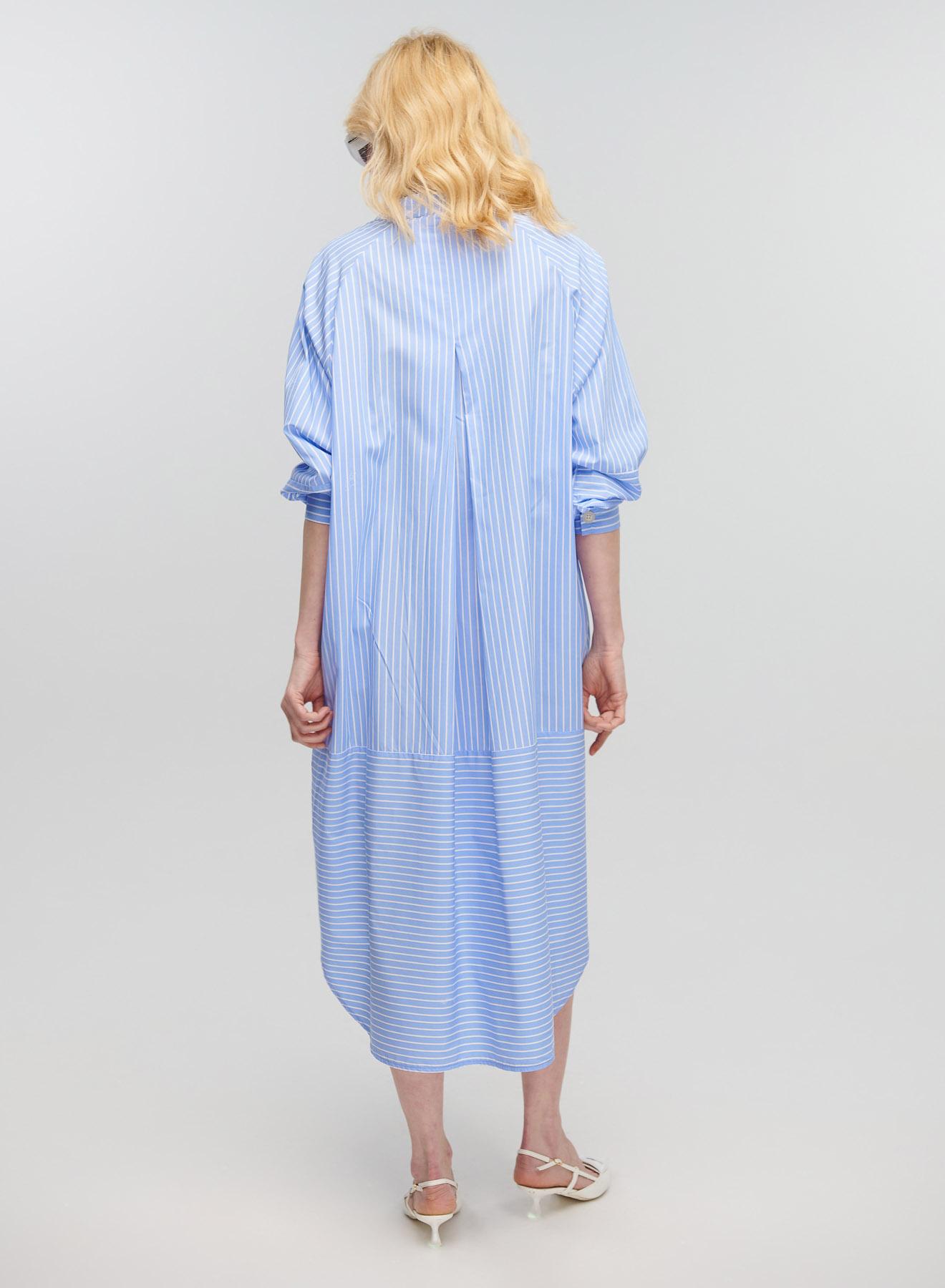 Light Blue-White asymmetrical Dress with stripes Milla - 3