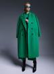 Long oversized solid-colour double-breasted coat with belt - 0