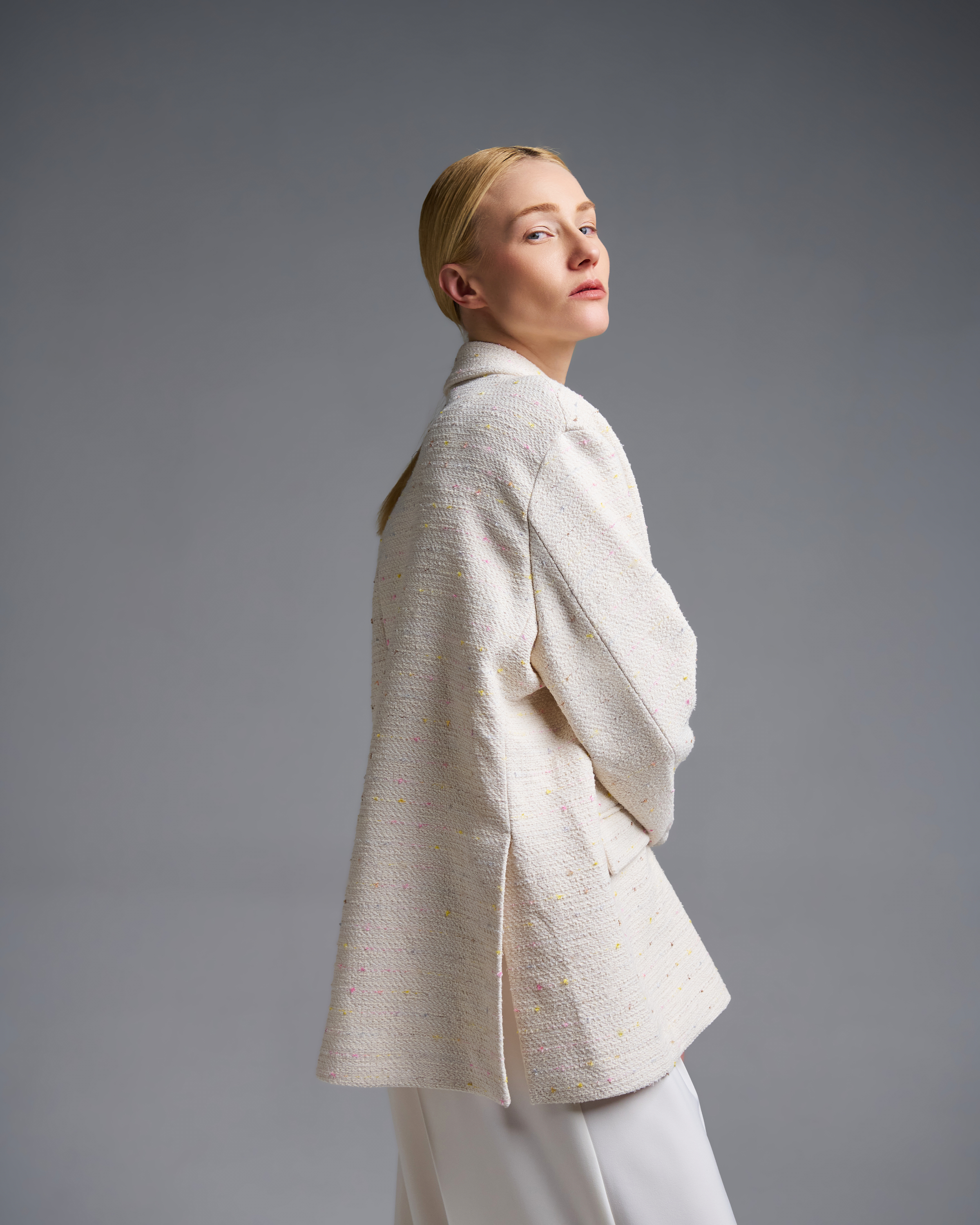 Εκρού tweed oversized Σακάκι Vicolo - 6