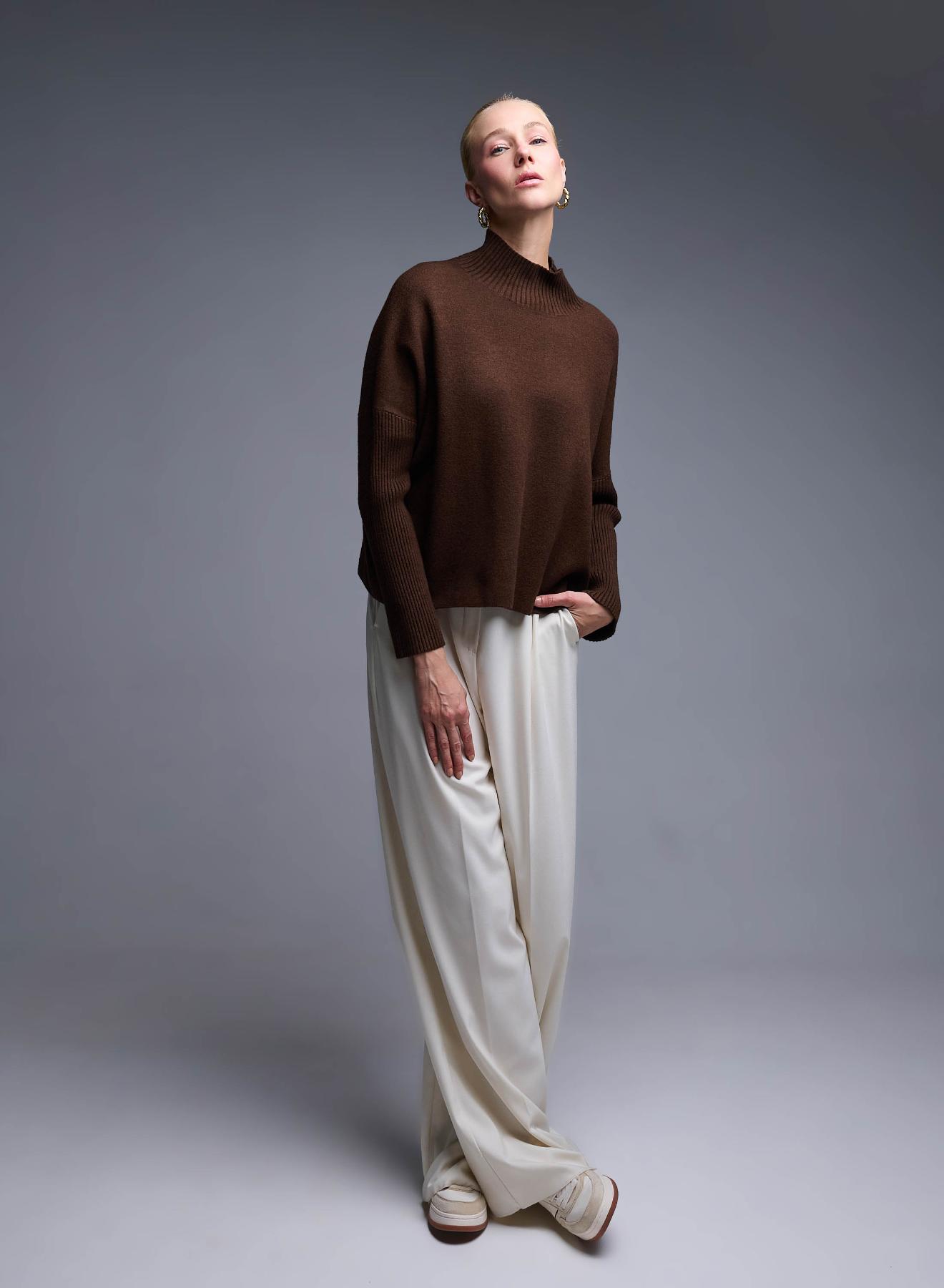 Brown high neck Sweater Valentina Milano - 1