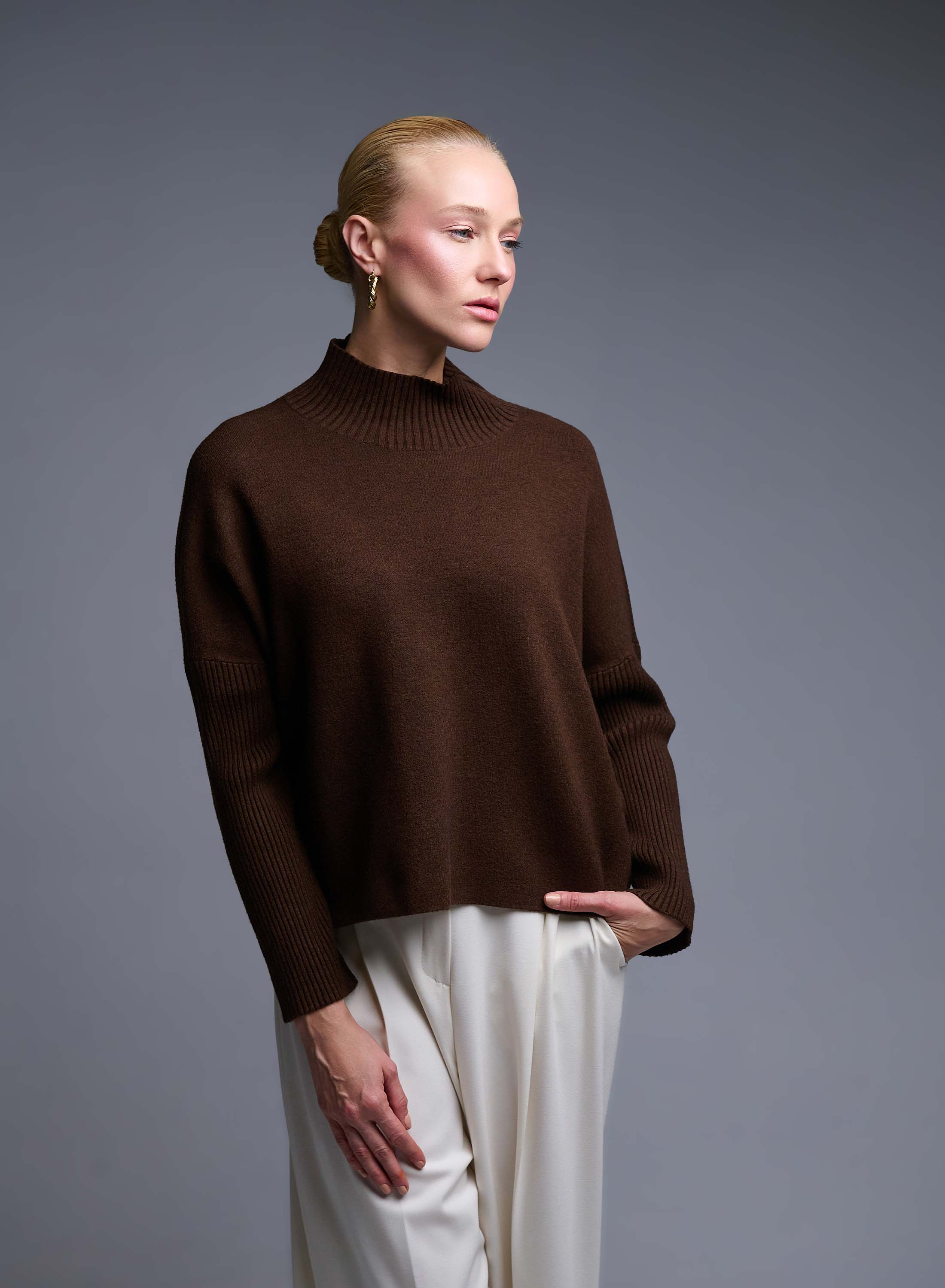Brown high neck Sweater Valentina Milano - 1