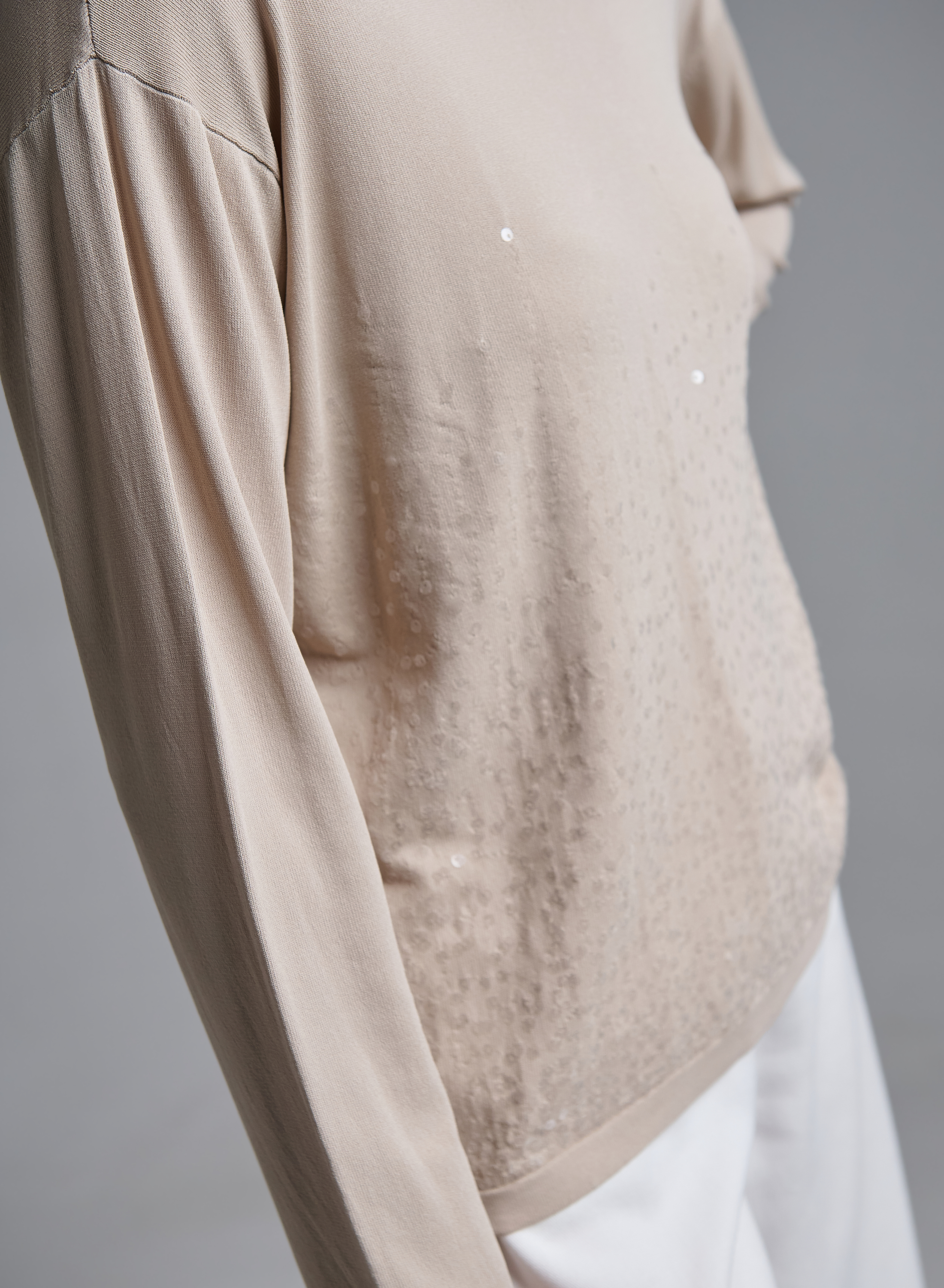 Beige knitted Blouse with long sleeves and with sequins Valentina Milano - 6