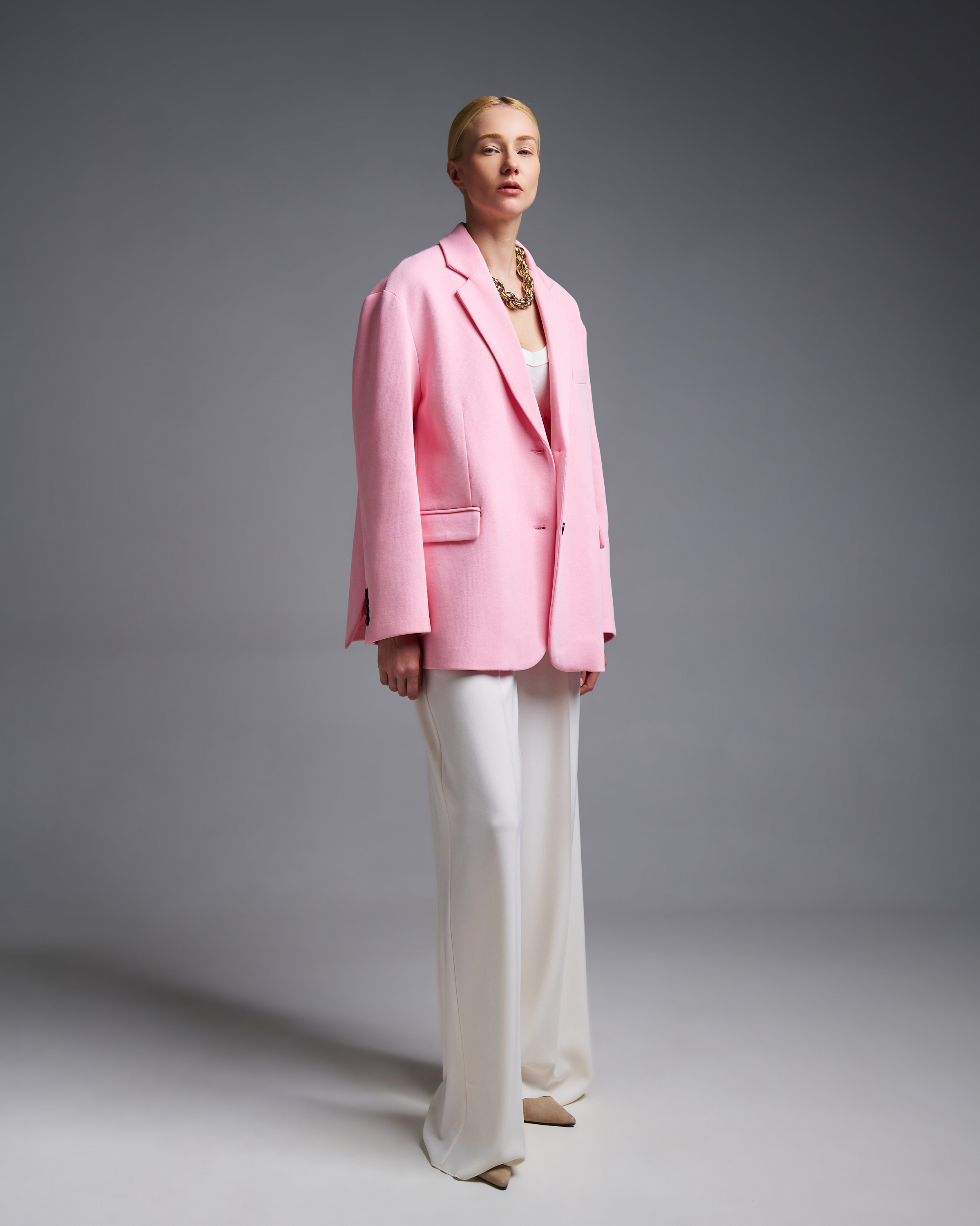 Ροζ  βαμβακερό oversized Σακάκι Vicolo - 2