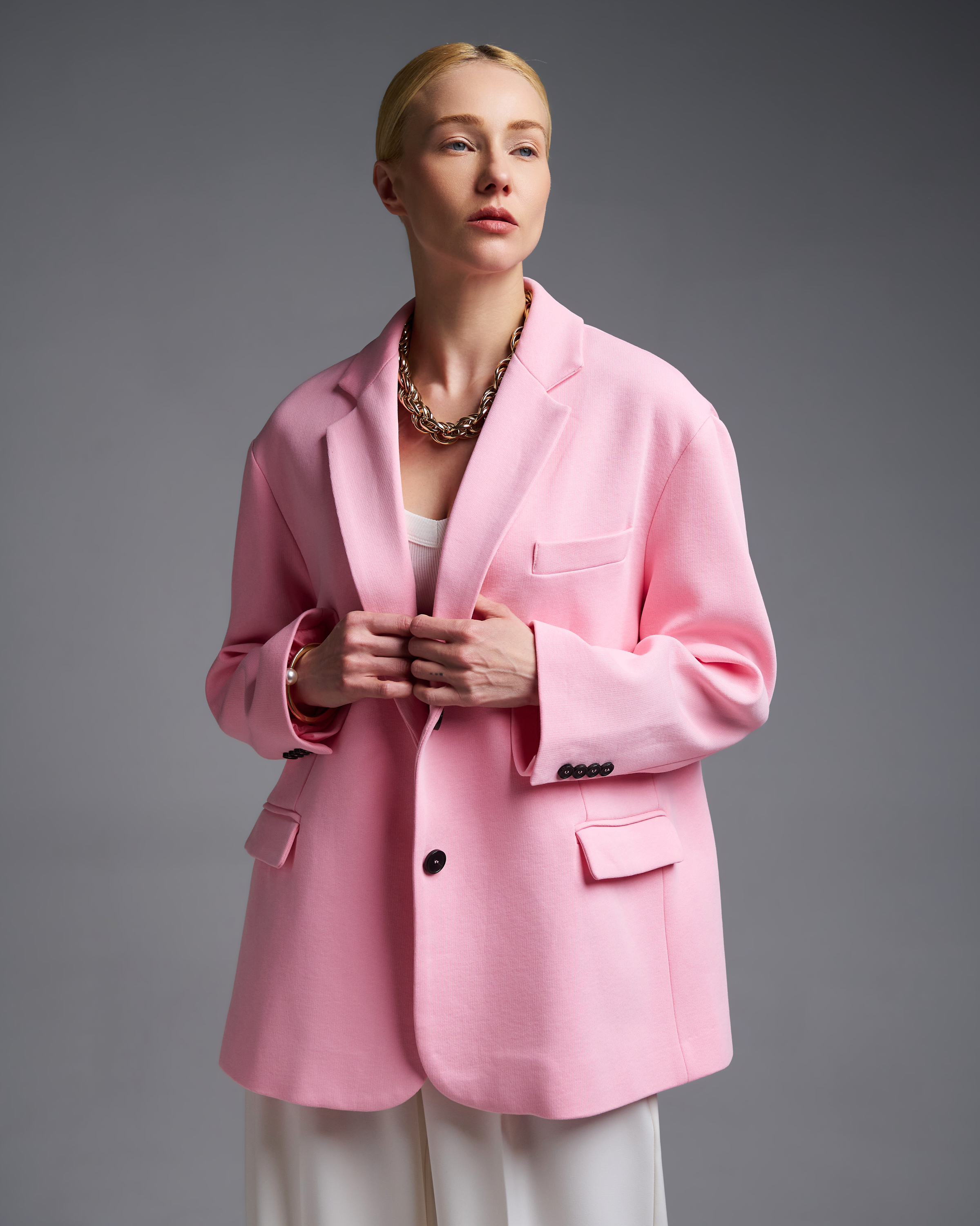 Ροζ  βαμβακερό oversized Σακάκι Vicolo - 0