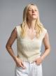 Vanilla sleeveless knitted Blouse with V neckline Kontatto - 0