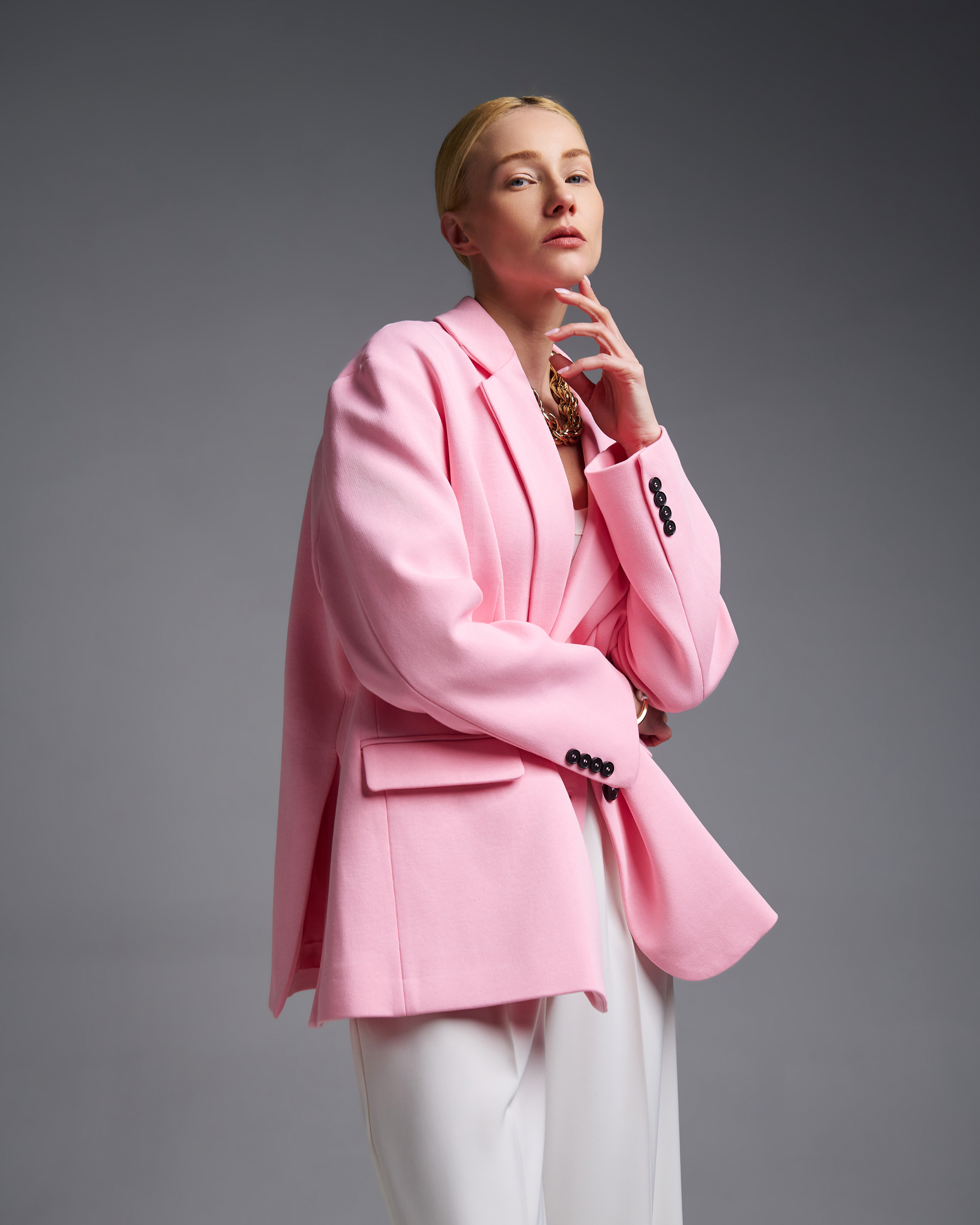 Ροζ  βαμβακερό oversized Σακάκι Vicolo - 1