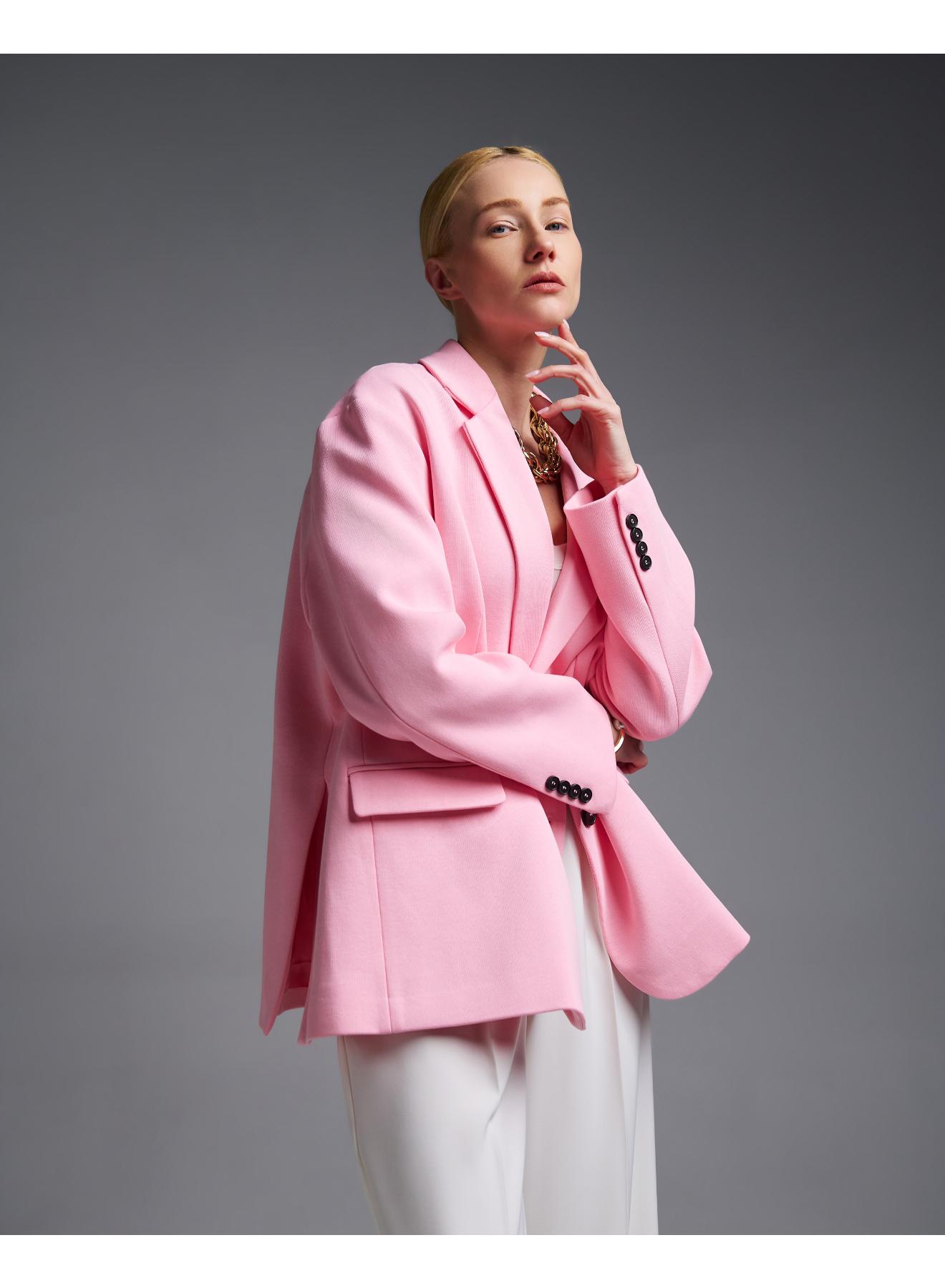 Ροζ  βαμβακερό oversized Σακάκι Vicolo - 2