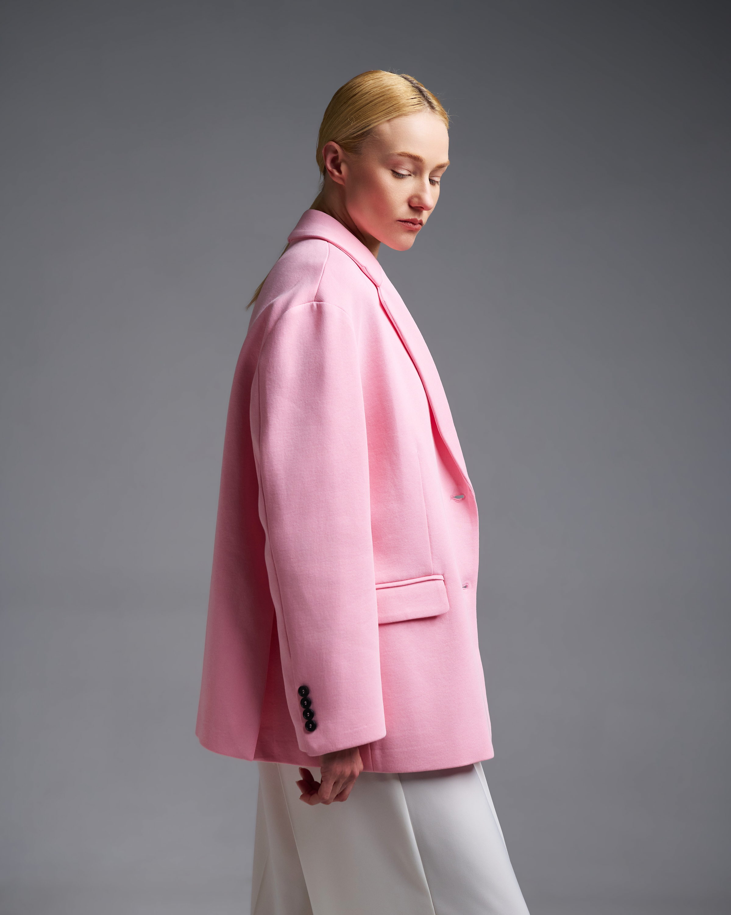 Ροζ  βαμβακερό oversized Σακάκι Vicolo - 3