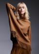 Turtleneck  Knit blouse with fringes in front at the hem - 0