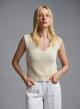 Vanilla sleeveless knitted Blouse with V neckline Kontatto-5