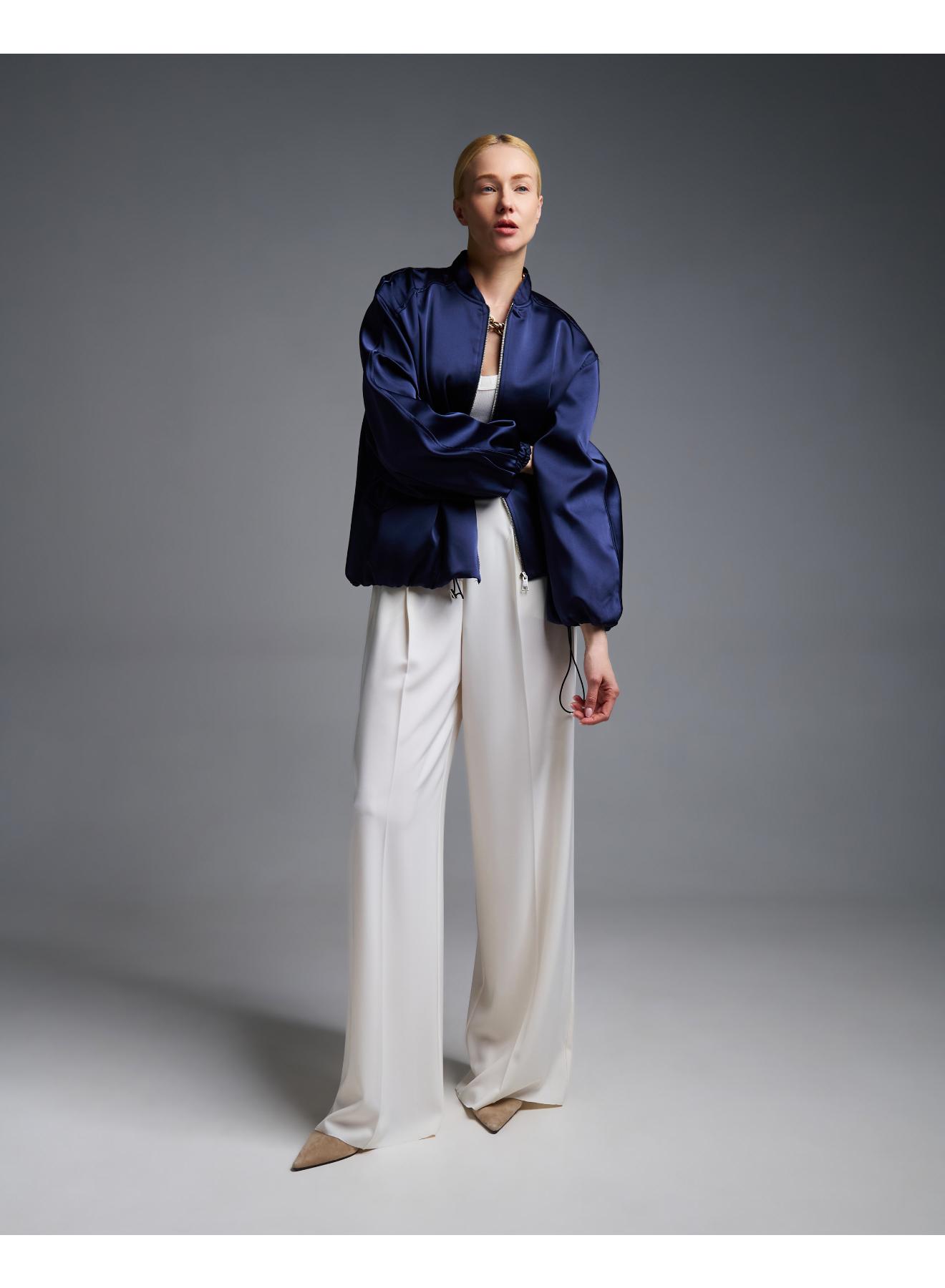 Μπλε σατέν Μπουφάν bomber Vicolo - 3