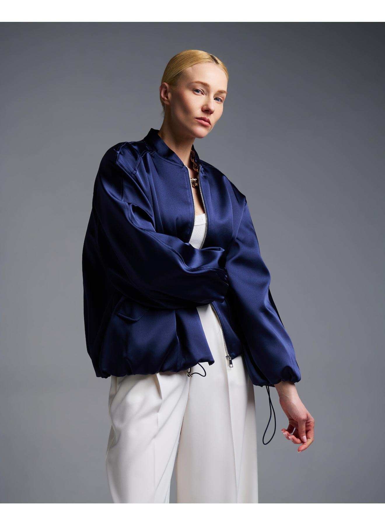 Μπλε σατέν Μπουφάν bomber Vicolo - 1