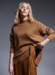 Half-turtleneck knitted blouse with side slits - 1