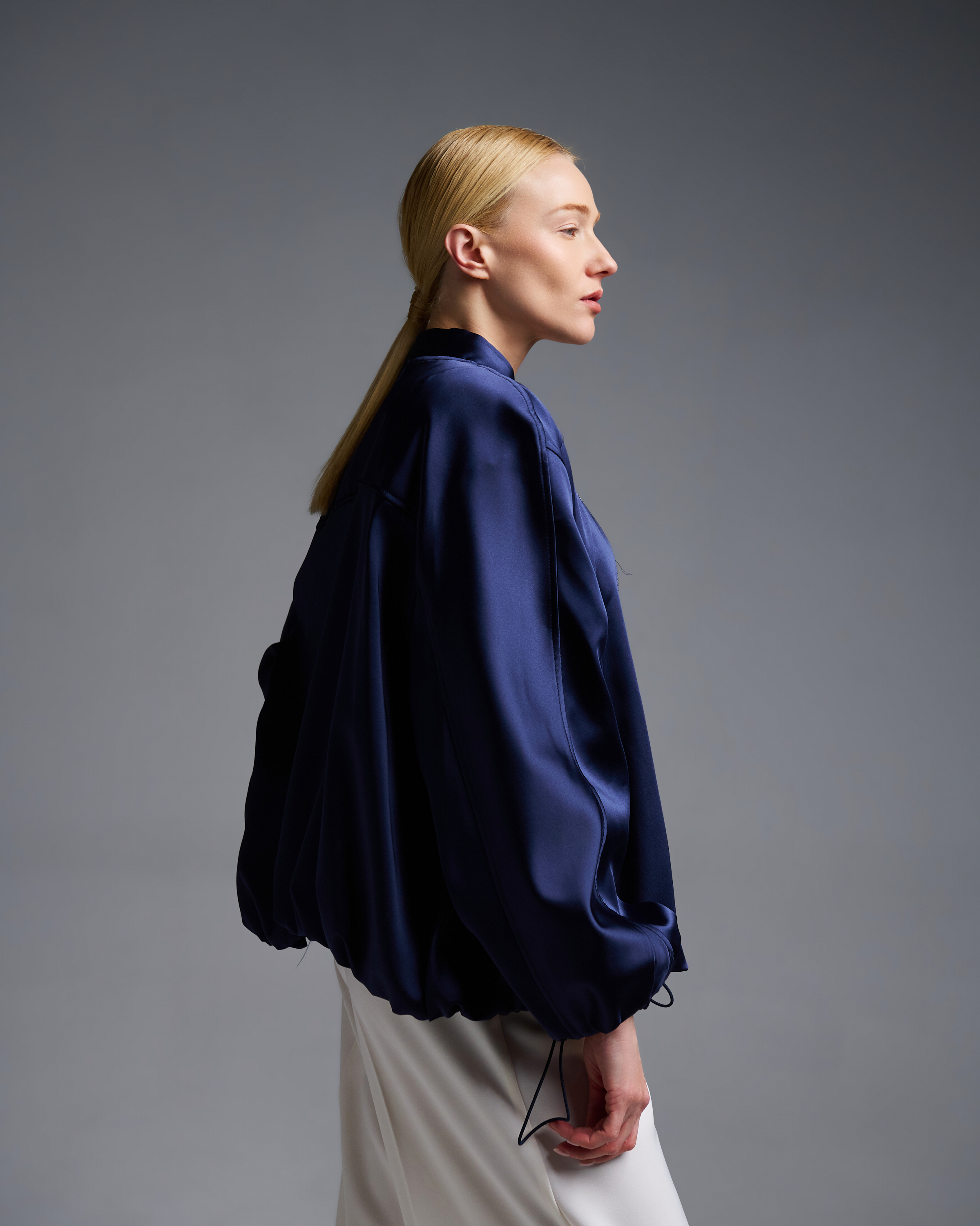 Μπλε σατέν Μπουφάν bomber Vicolo - 5