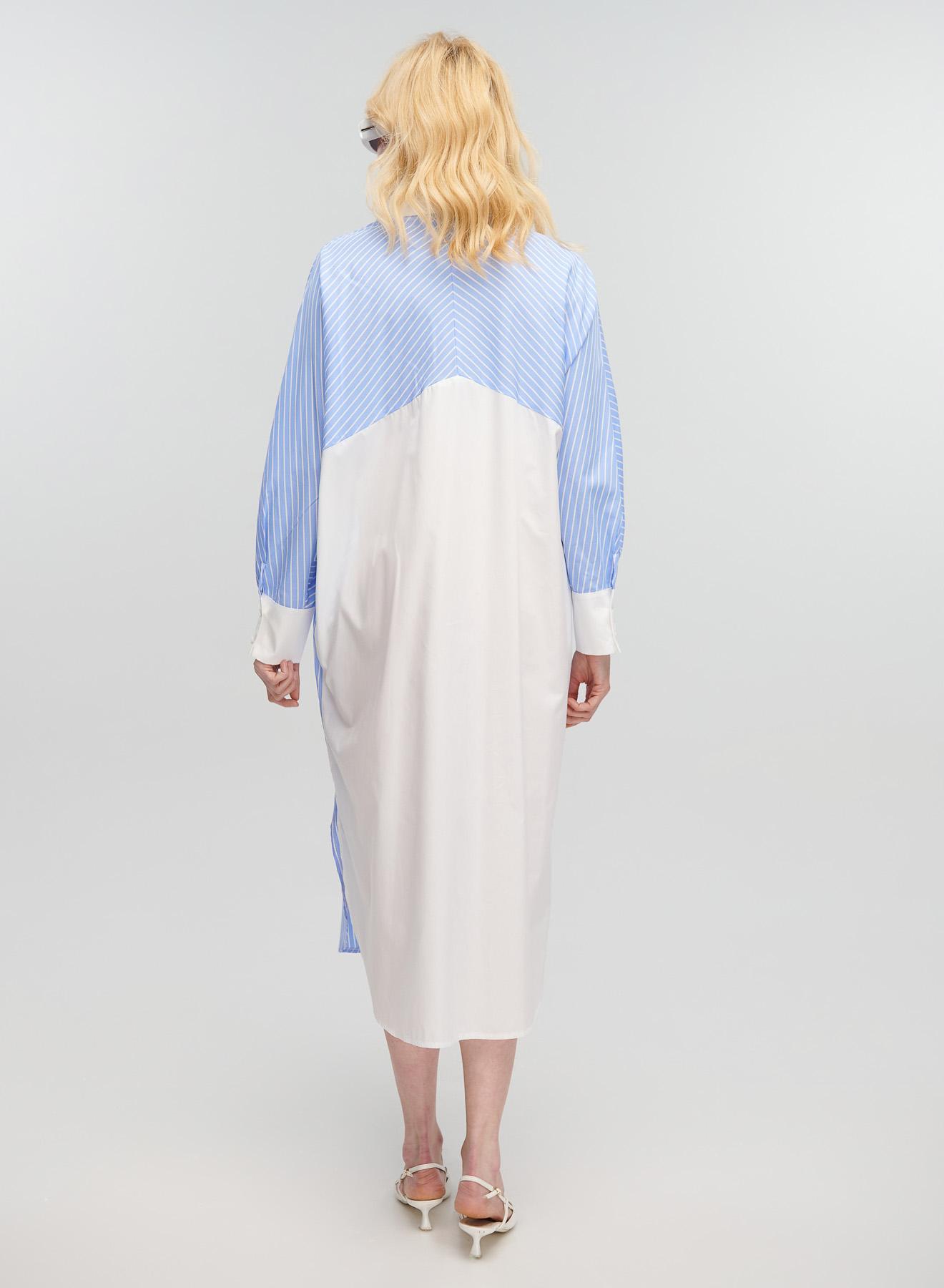 Light Blue-White asymmetrical Dress with stripes Milla - 5