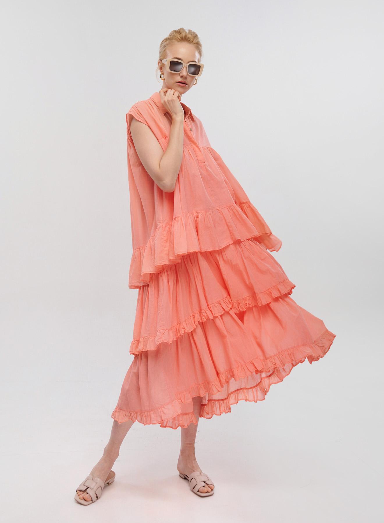 Coral voile midi Dress "KATE" Devotion Twins - 2