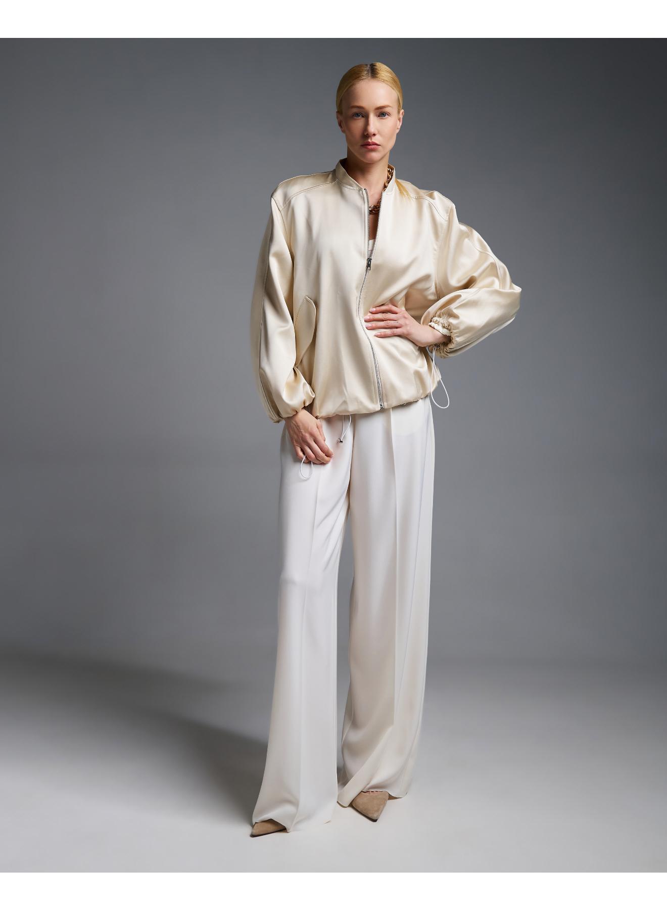 Εκρού σατέν Μπουφάν bomber Vicolo - 3