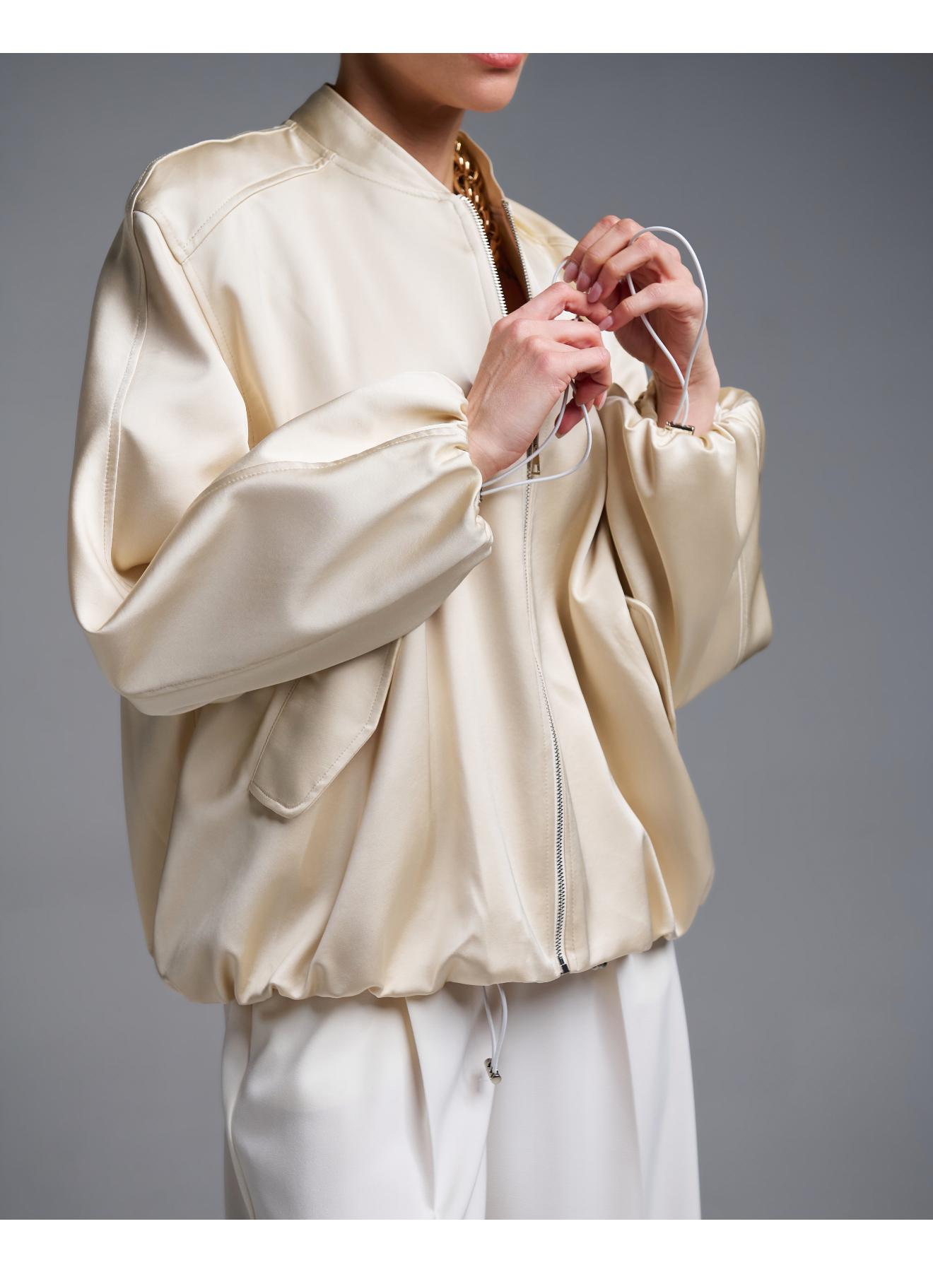 Εκρού σατέν Μπουφάν bomber Vicolo - 2