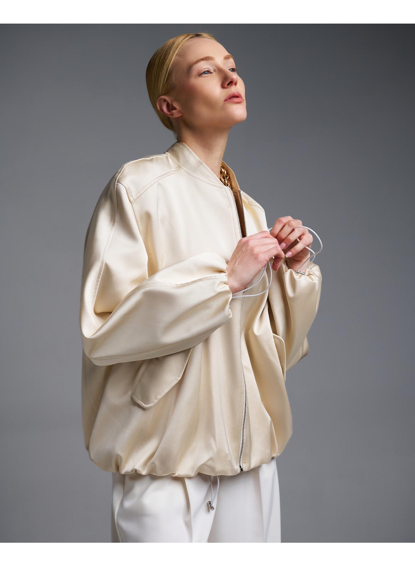Εκρού σατέν Μπουφάν bomber Vicolo - 4