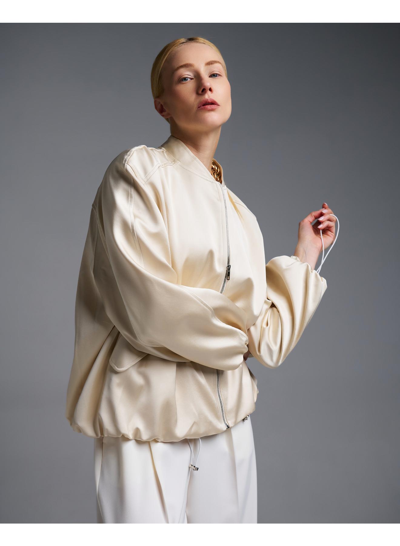 Εκρού σατέν Μπουφάν bomber Vicolo - 5