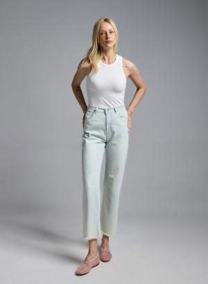 Light Blue denim Trousers with frayed hem Tensione In - 63237