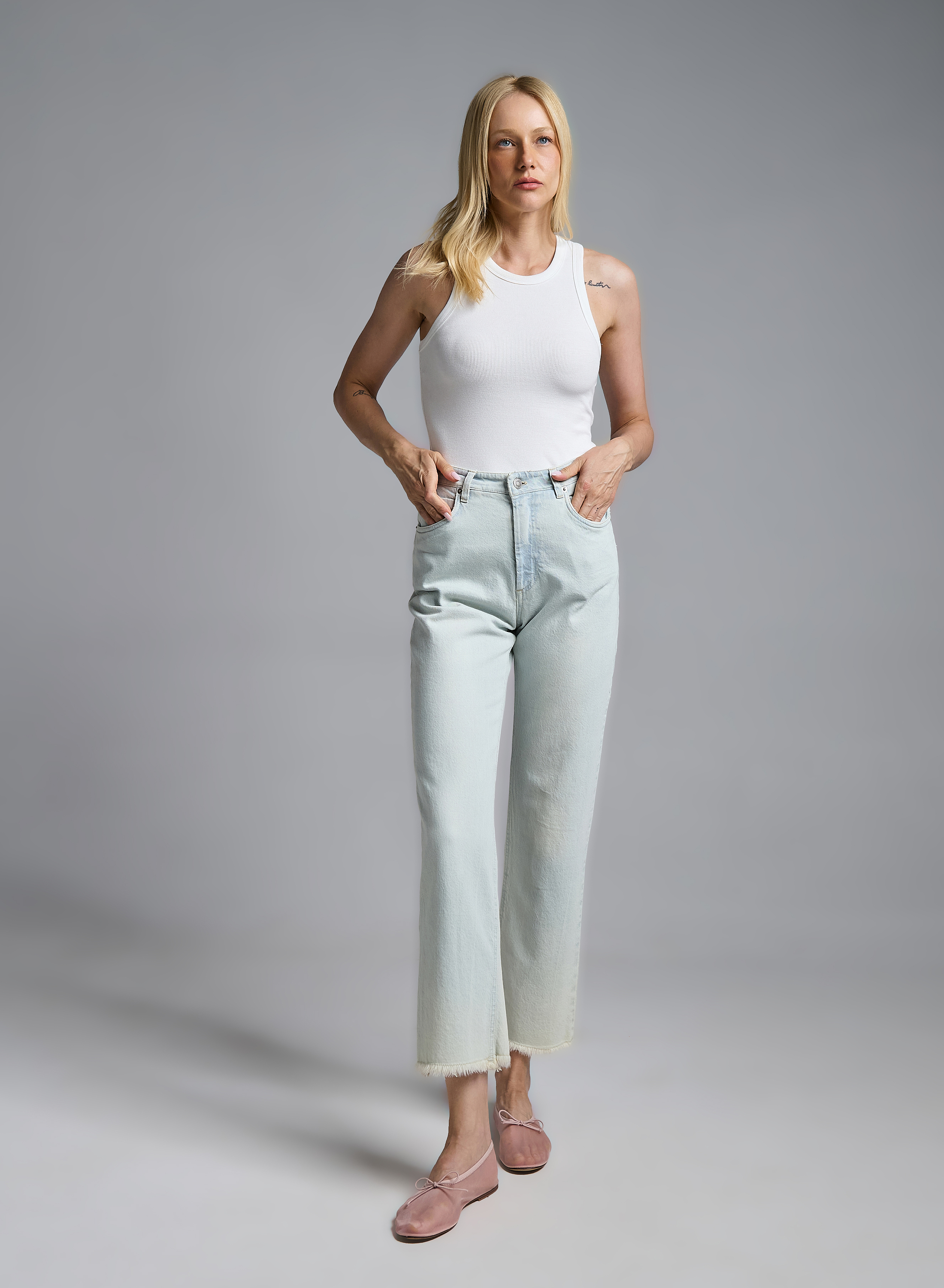 Light Blue denim Trousers with frayed hem Tensione In - 1