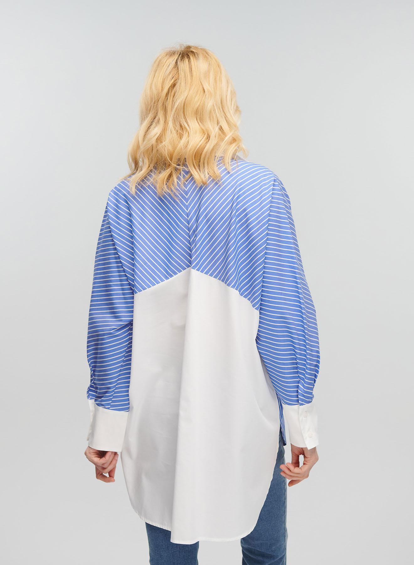 Dark Blue-White asymmetrical Shirt with stripes Milla - 3