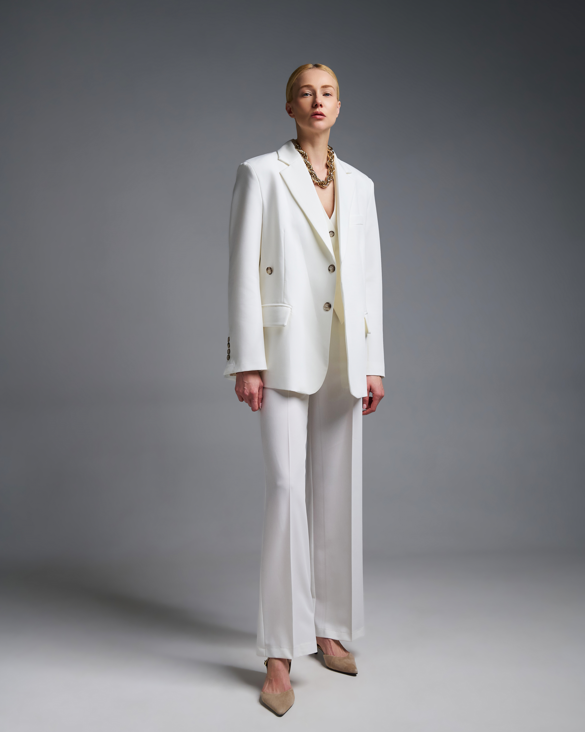 Λευκό Σακάκι που κουμπώνει με δύο τρόπους Vicolo - 3