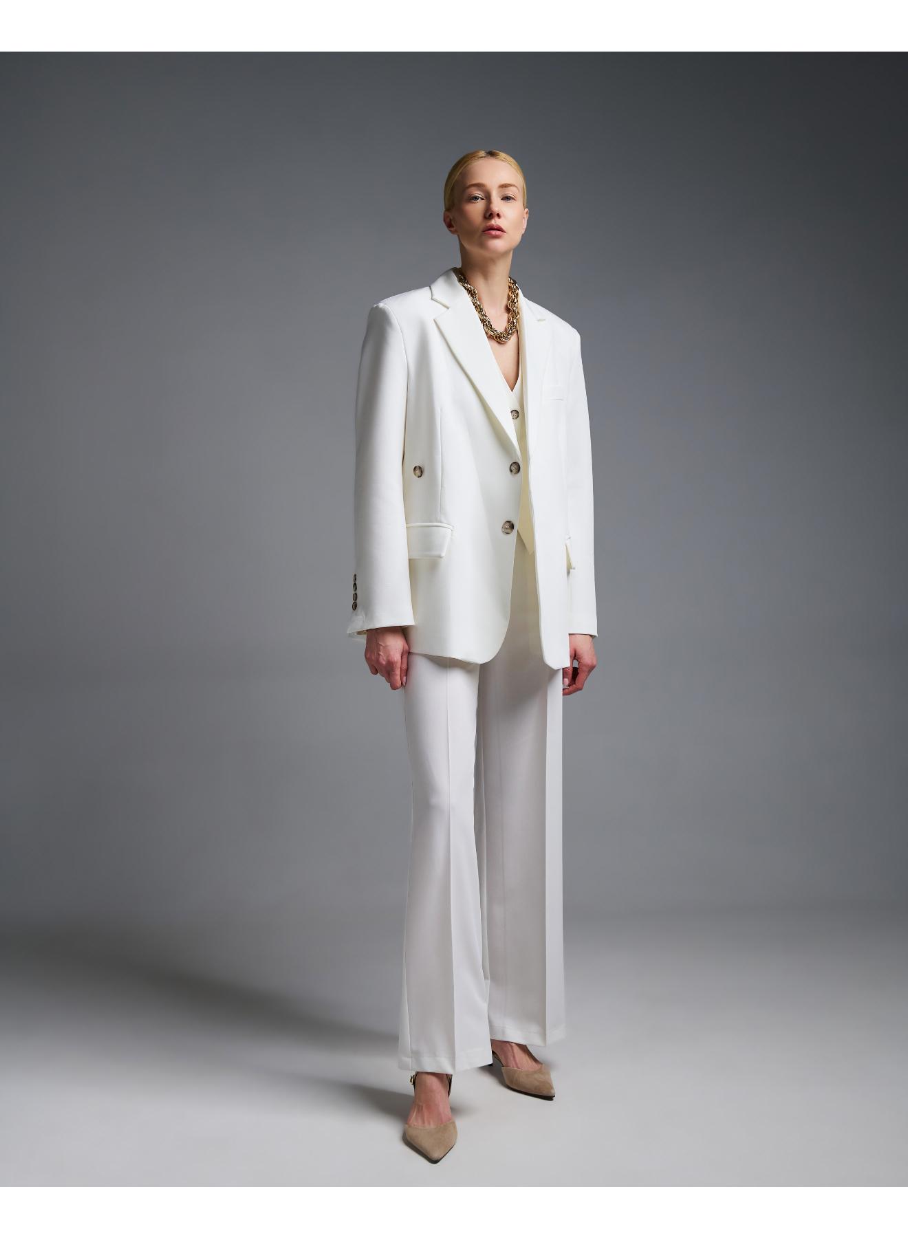 Λευκό Σακάκι που κουμπώνει με δύο τρόπους Vicolo - 4