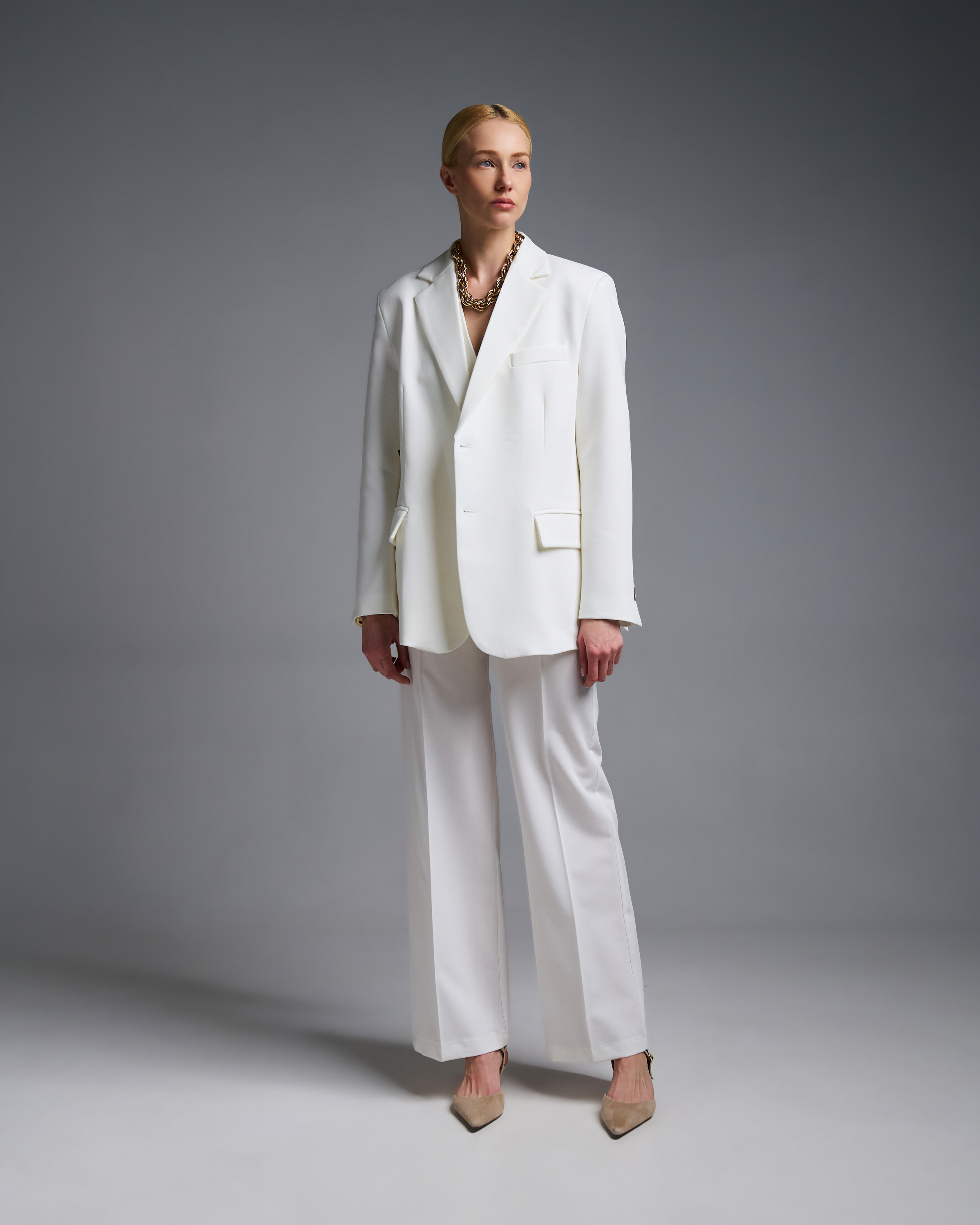 Λευκό Σακάκι που κουμπώνει με δύο τρόπους Vicolo - 4