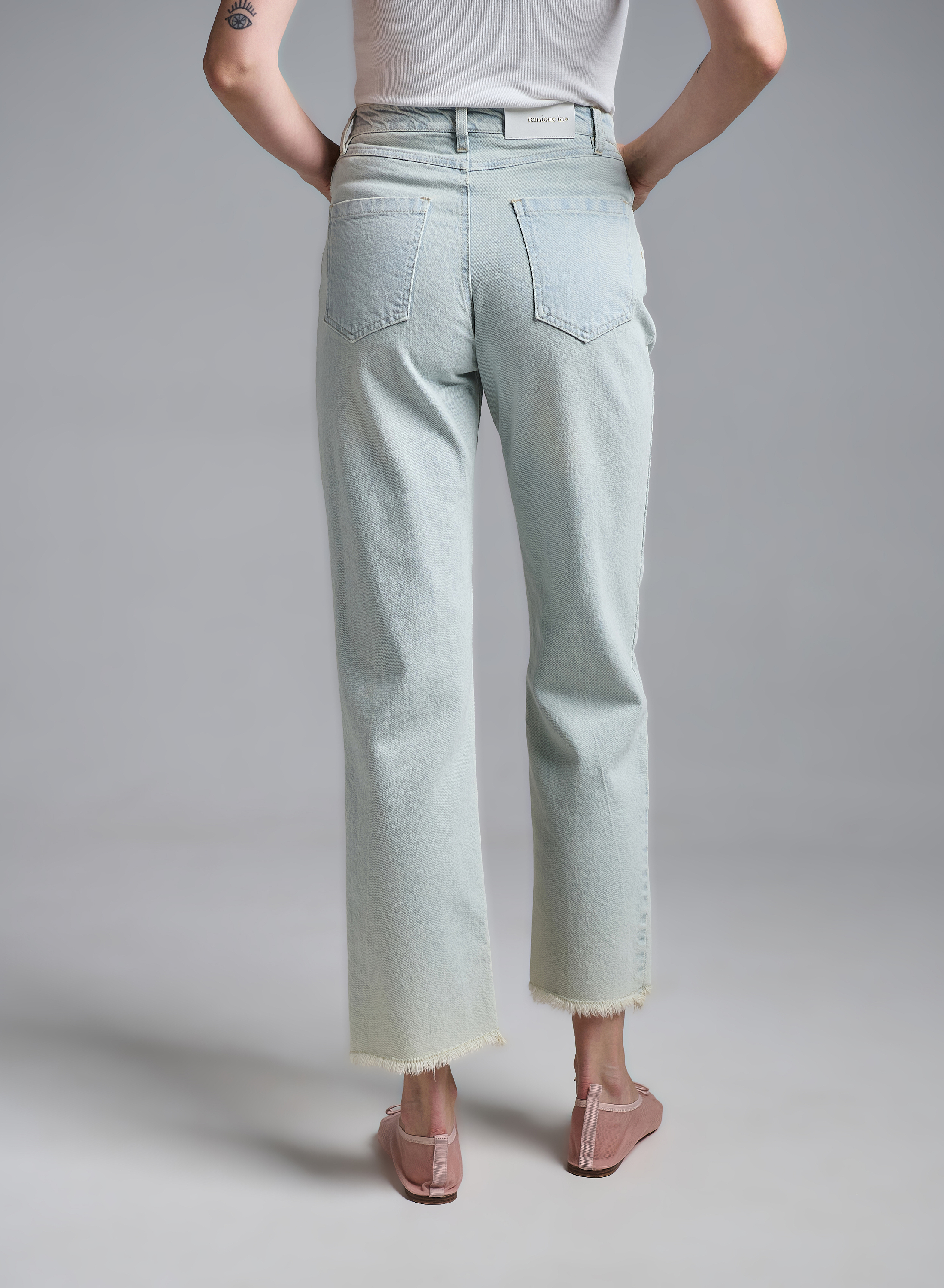 Light Blue denim Trousers with frayed hem Tensione In - 5