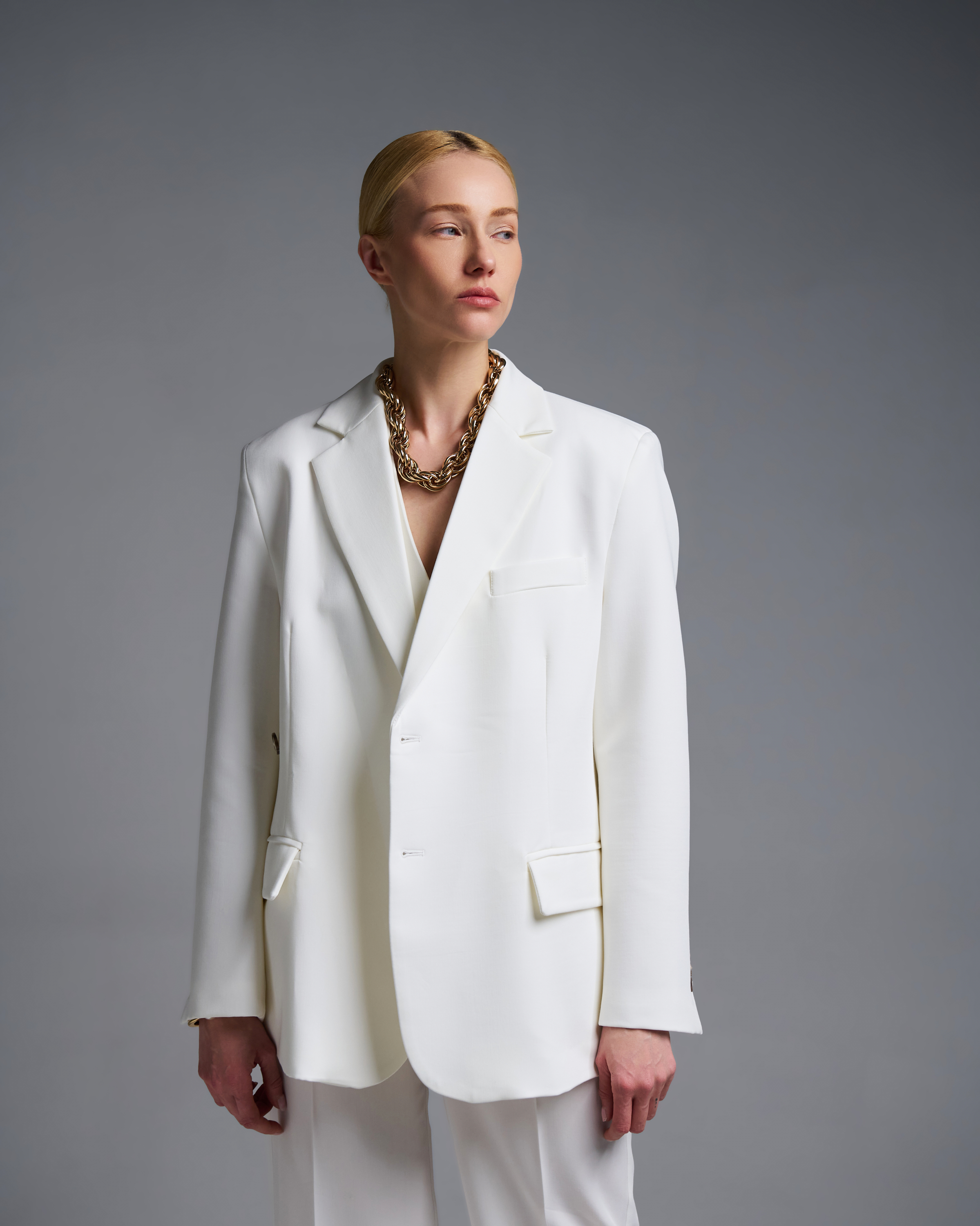 Λευκό Σακάκι που κουμπώνει με δύο τρόπους Vicolo - 0