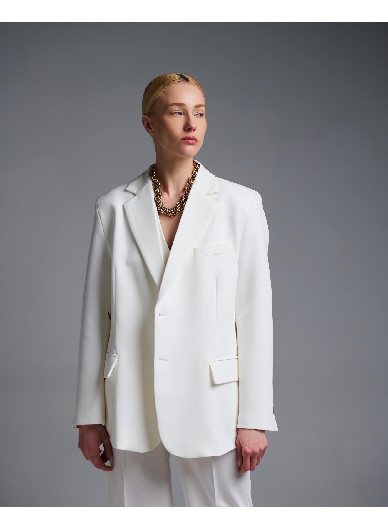 Λευκό Σακάκι που κουμπώνει με δύο τρόπους Vicolo - 1