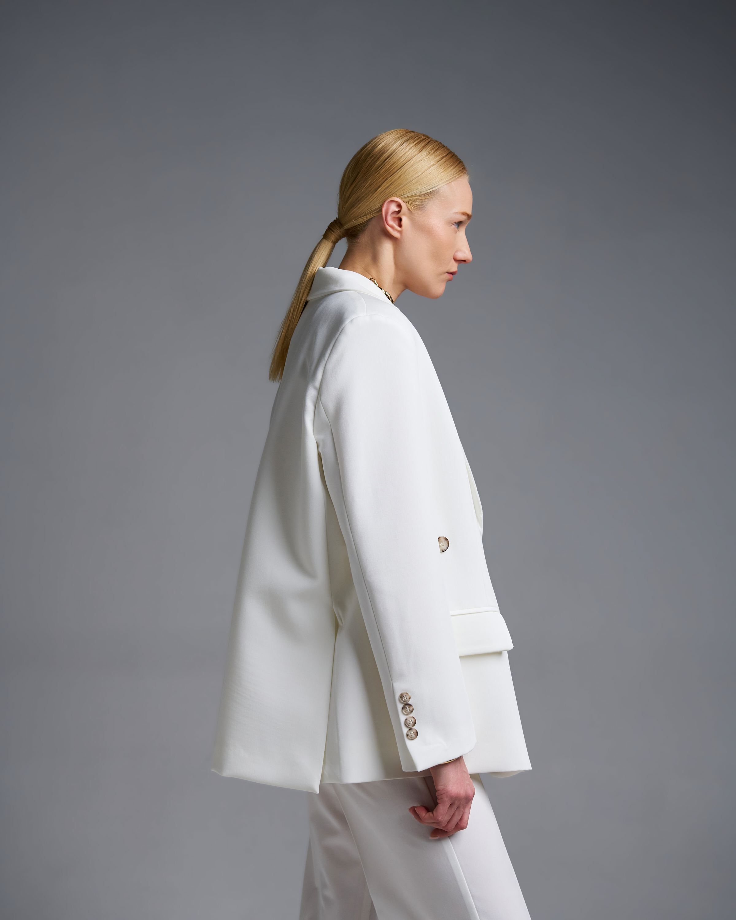 Λευκό Σακάκι που κουμπώνει με δύο τρόπους Vicolo - 5
