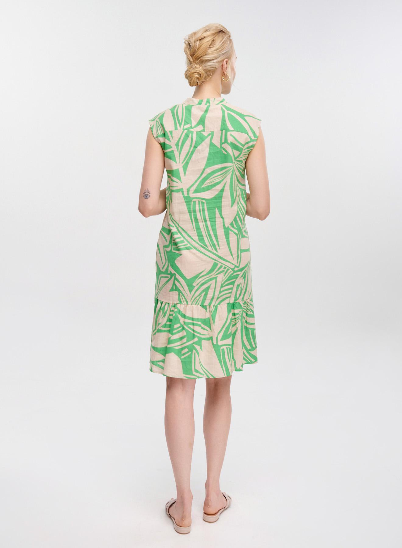 Beige-Green sleveeless printed Dress Emme Marella - 5