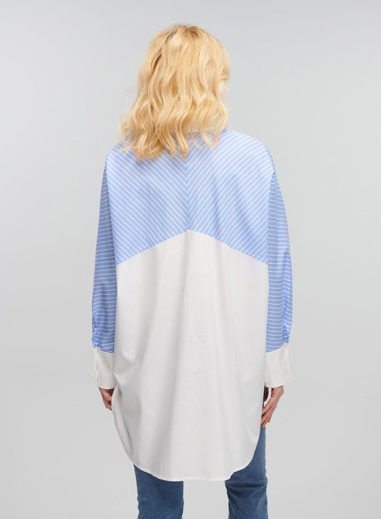Light Blue-White asymmetrical Shirt with stripes Milla - 3