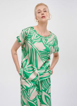 Μπεζ-Πράσινη twill Μπλούζα με σχέδια Emme Marella - 33631