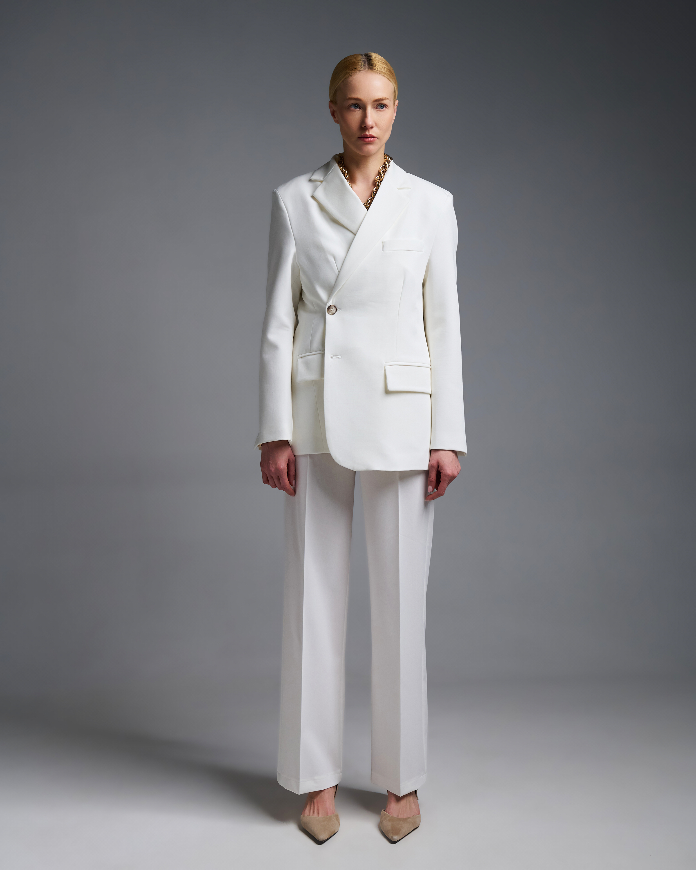 Λευκό Σακάκι που κουμπώνει με δύο τρόπους Vicolo - 2