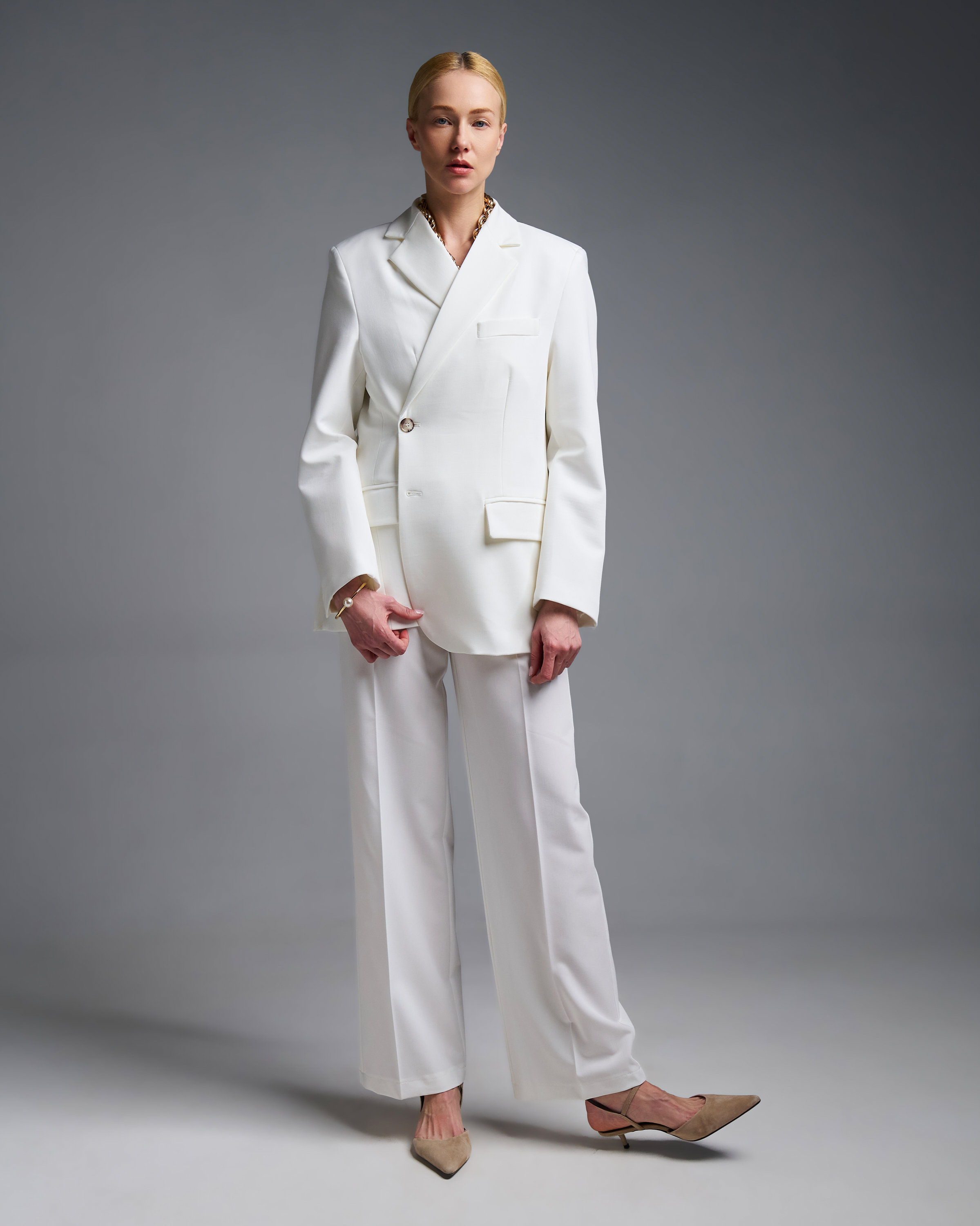Λευκό Σακάκι που κουμπώνει με δύο τρόπους Vicolo - 7