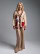 Camel-Red knitted Cardigan with pockets, V neckline and with decorative pearls De Royal-6