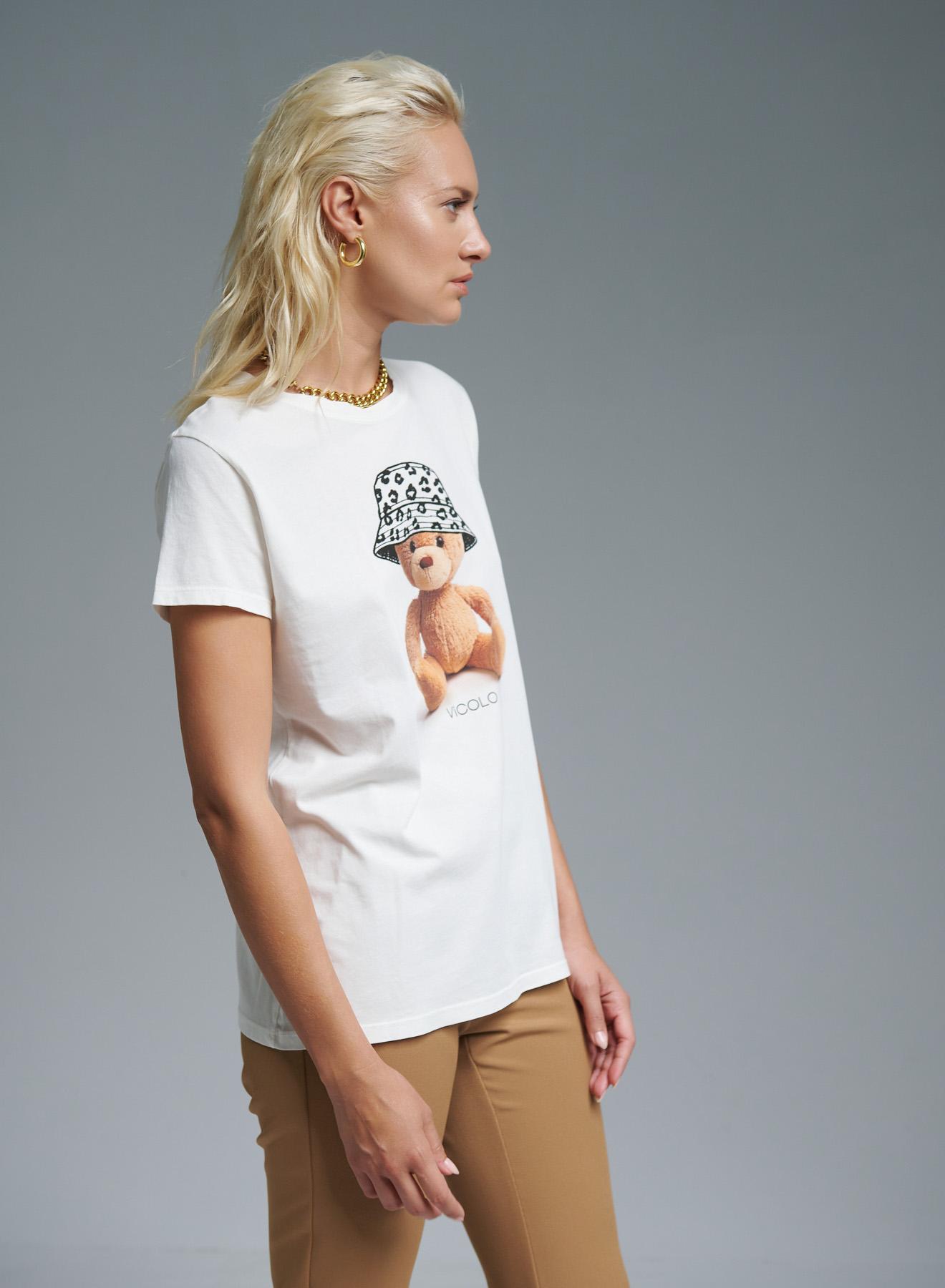 White cotton T-shirt with print Vicolo - 4