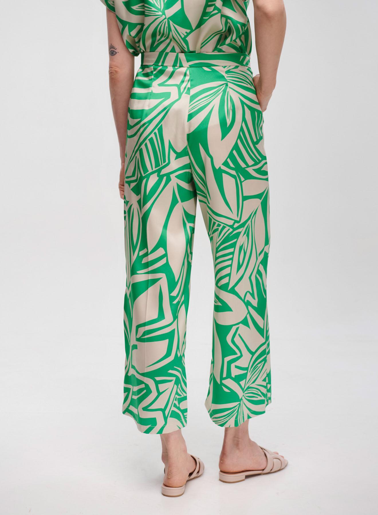 Beige-Green cropped Patterned twill trousers Emme Marella - 5