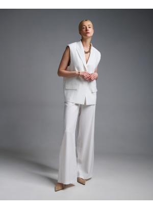 Λευκό μακρύ Γιλέκο με γιακά και με ένα κουμπί Vicolo - 56658