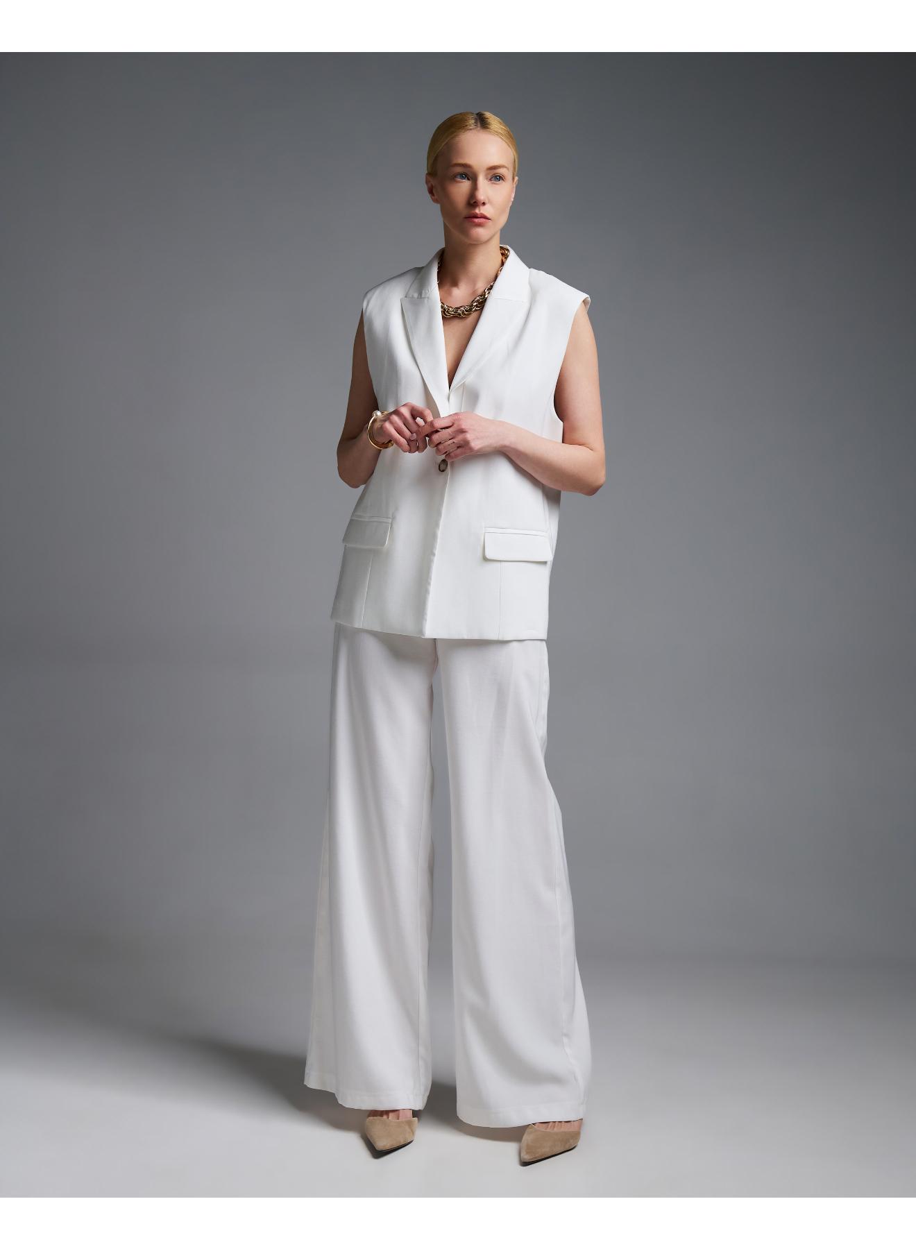 Λευκό Παντελόνι σε χαλαρή γραμμή Vicolo - 3