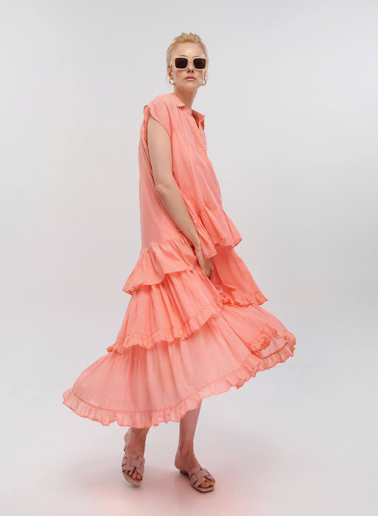 Coral voile midi Dress "KATE" Devotion Twins - 3