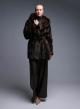 Brown eco fur hooded Coat with belt Bright - 0
