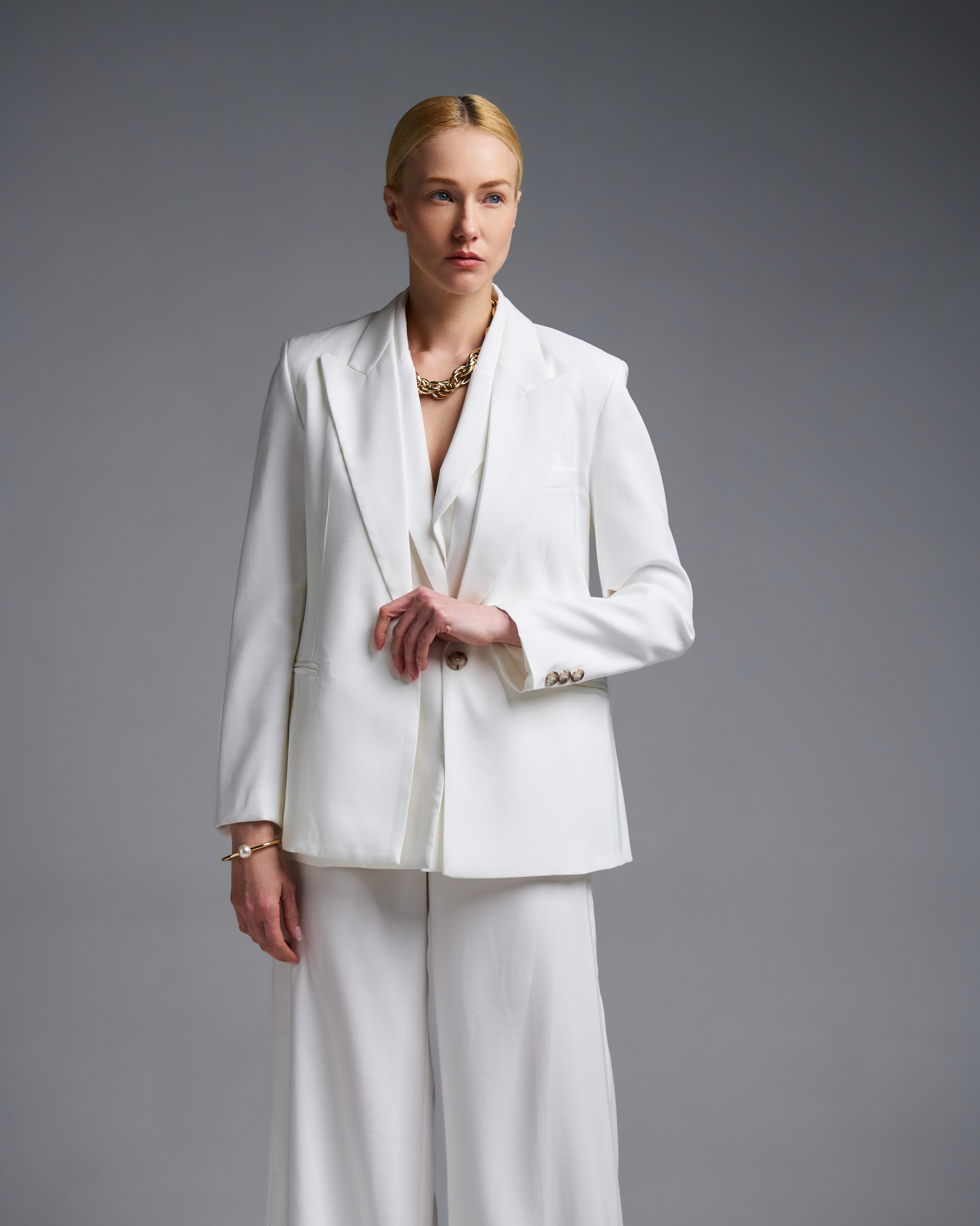 Λευκό Σακάκι με ένα κουμπί Vicolo - 0